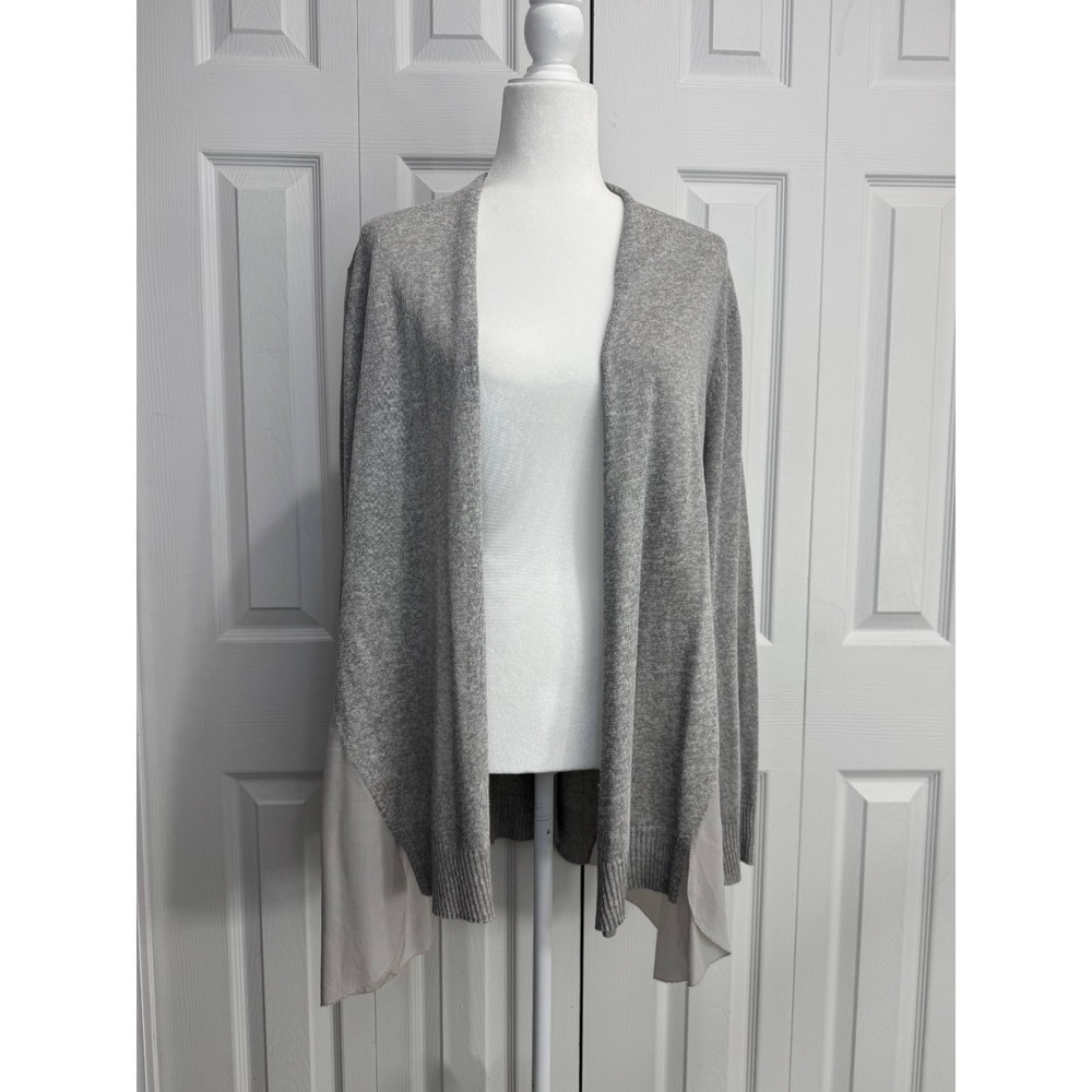 Eileen Fisher Linen Open-Front Cardigan Sweater Women's XL Heather Gray